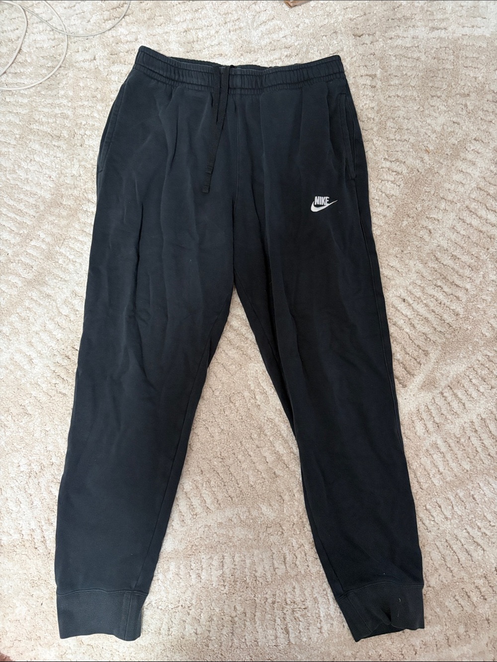 Nike Black Jogger Sweatpants with White Swoosh